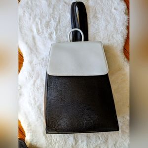 Cleo & Patel flap over black & white backpack made in Italy